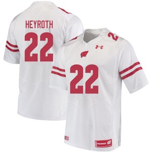 Men's Wisconsin Badgers NCAA #22 Jacob Heyroth White Authentic Under Armour Stitched College Football Jersey LB31Y64GK